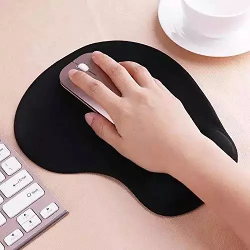 PremiumAV Ergonomic Mouse Pad with Lycra Surface & Non-Slip PU Base for Laptop, Computer Black
