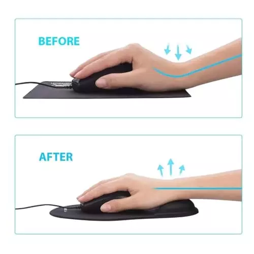 PremiumAV Ergonomic Mouse Pad with Lycra Surface & Non-Slip PU Base for Laptop, Computer Black