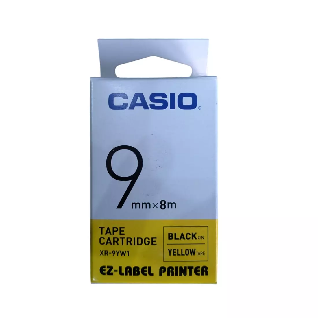 Casio 9 mm x 8 m Black On Yellow EZ-Label Printer Tape Cartridge, XR-9YW1
