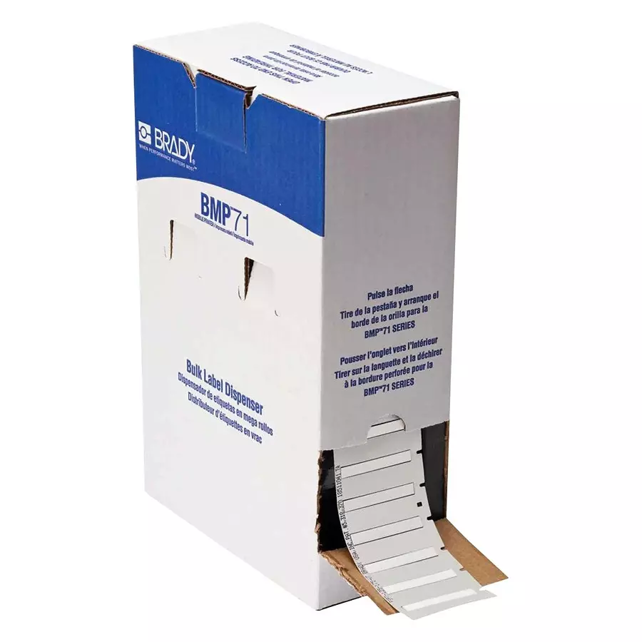 BRADY HEAT SHRINK LABEL, 3.175MMX44.45MM, WHT, BM-125-175-342