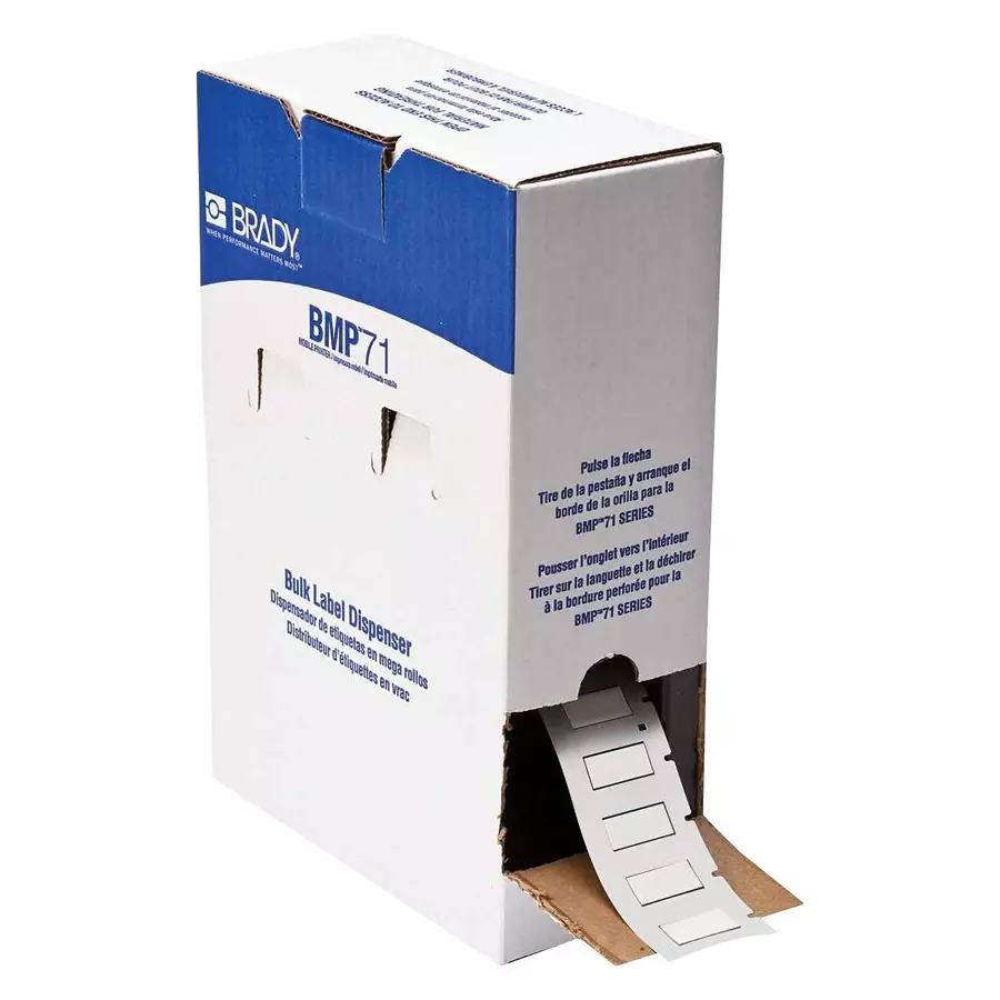 BRADY HEAT SHRINK LABEL, 6.35MM X 25.4MM, WHT, BM-250-1-342
