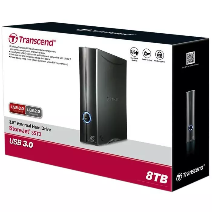 Transcend StoreJet 35T3 88.9 mm (3.5 inch) 8 TB External Hard Drive, TS8TSJ35T3