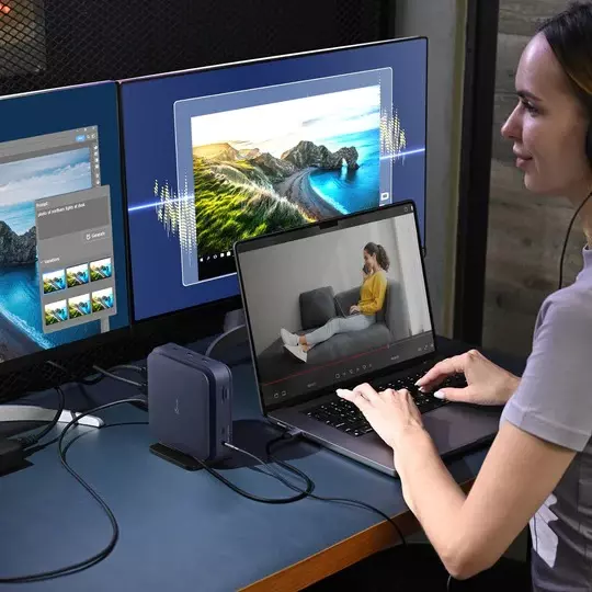 J5Create Powerful Dual 4K HDMI Docking Station with 140 W PD 3.1 Ultra-Fast USB 10 Gbps, Gigabit LAN, JCD3196