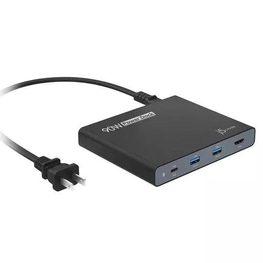 J5Create 4K HDMI USB-C Travel Dock with 90 W Power & 65 W PD Charging for MacBook and Laptop, JCDP392