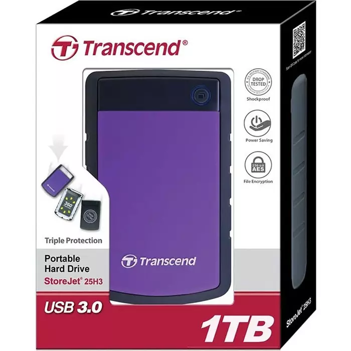 Transcend StoreJet 25H3 63.5 mm (2.5 inch) 1 TB External Portable Hard Drive, TS1TSJ25H3P
