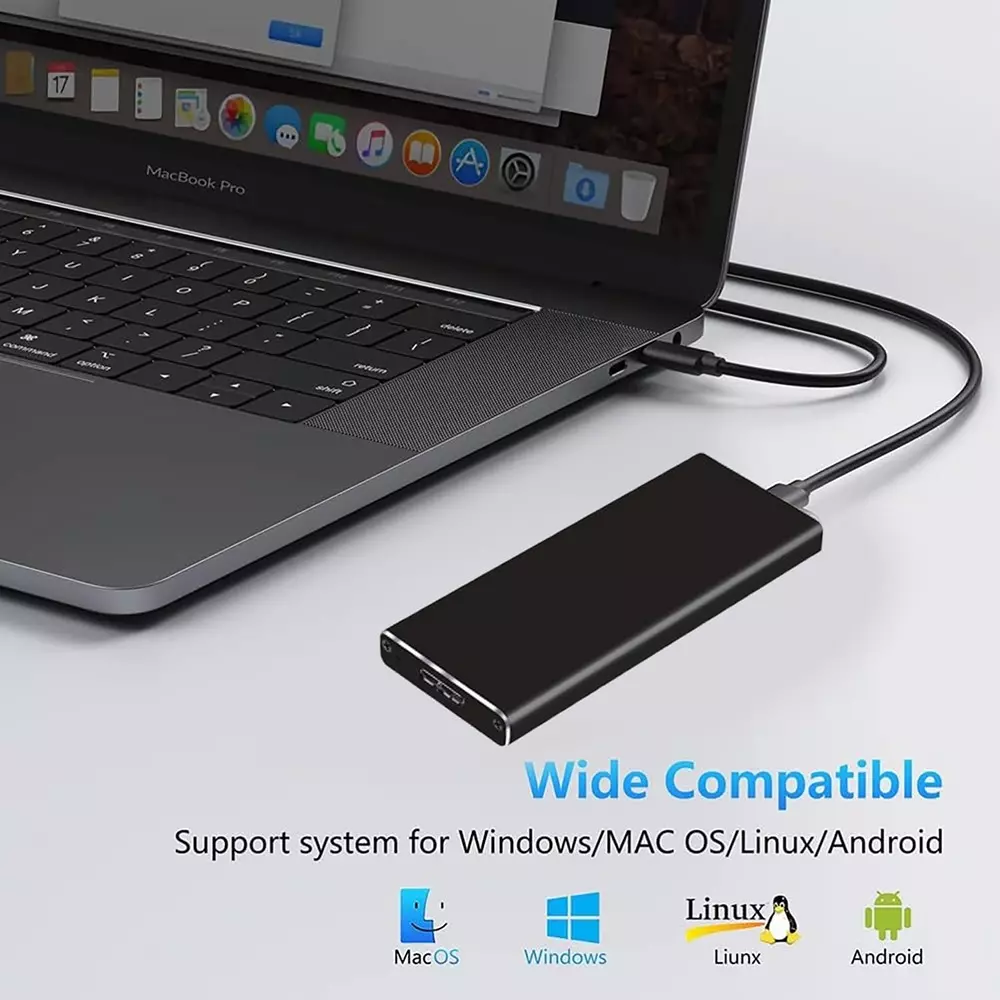 LOTA M.2 SATA to USB 3.0 SSD External Enclosure Tool-Free & Compact Design, MST-1704-LT