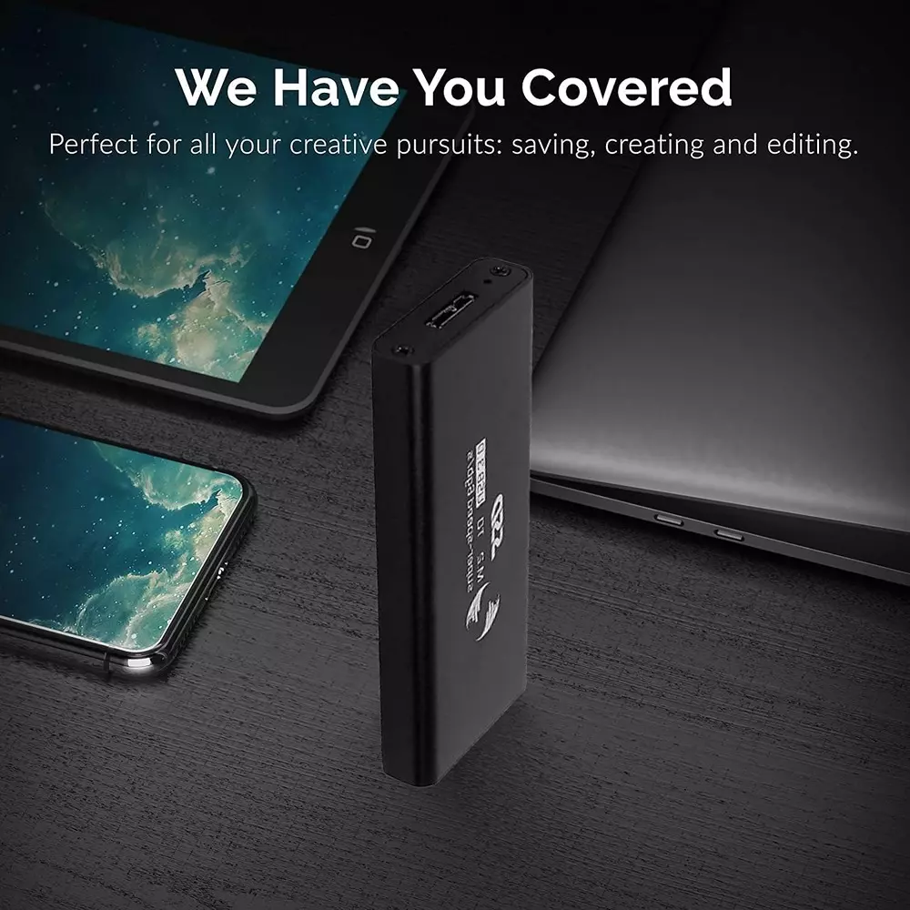 LOTA M.2 SATA to USB 3.0 SSD External Enclosure Tool-Free & Compact Design, MST-1704-LT