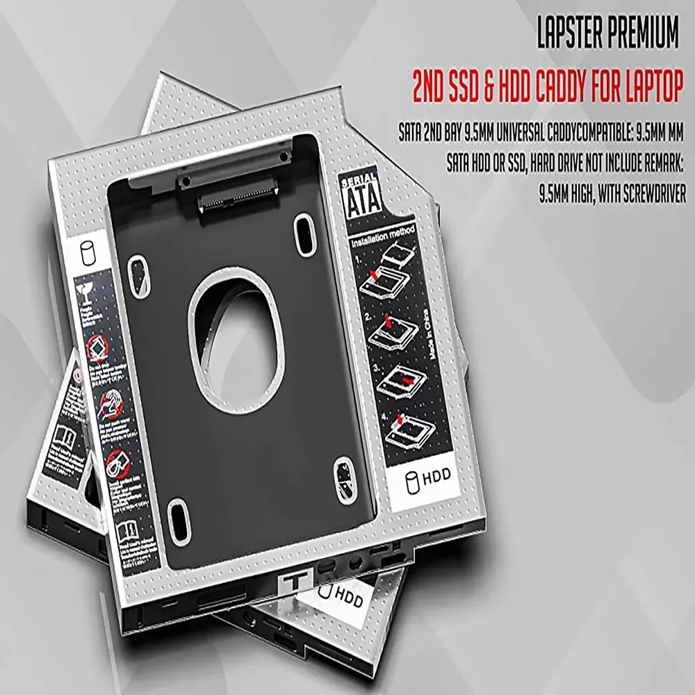 LOTA Second HDD Caddy 12.7 mm Durable & Design for 2.5-3.5 inch SSD/HDD, MST-1322-LT