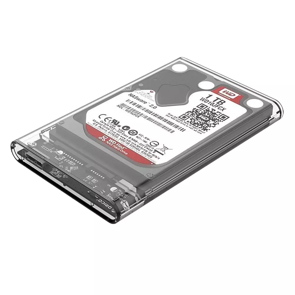 LOTA External Hard Drive Enclosure Transparent for 2.5-inch SSD/HDD, MST-1700-LT