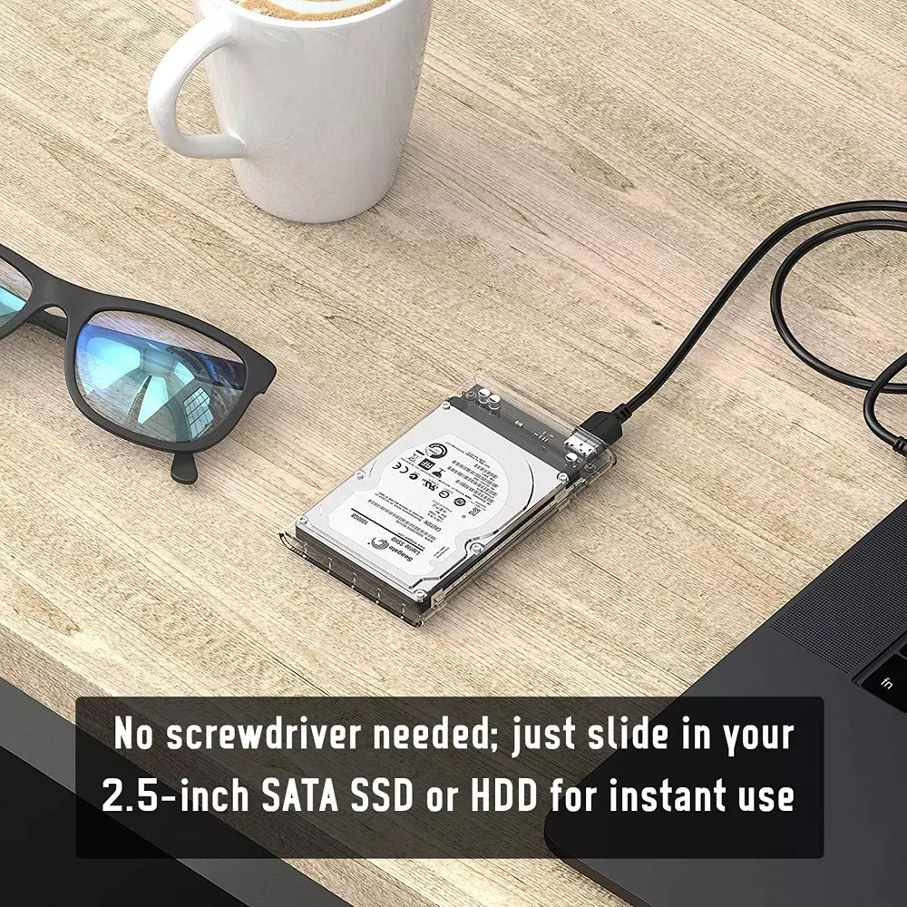 LOTA External Hard Drive Enclosure Transparent for 2.5-inch SSD/HDD, MST-1700-LT