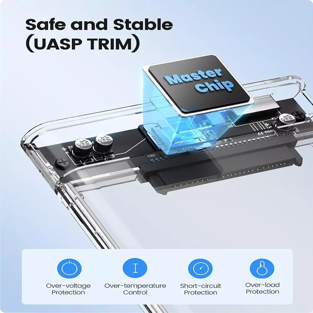 LOTA External Hard Drive Enclosure Transparent for 2.5-inch SSD/HDD, MST-1700-LT