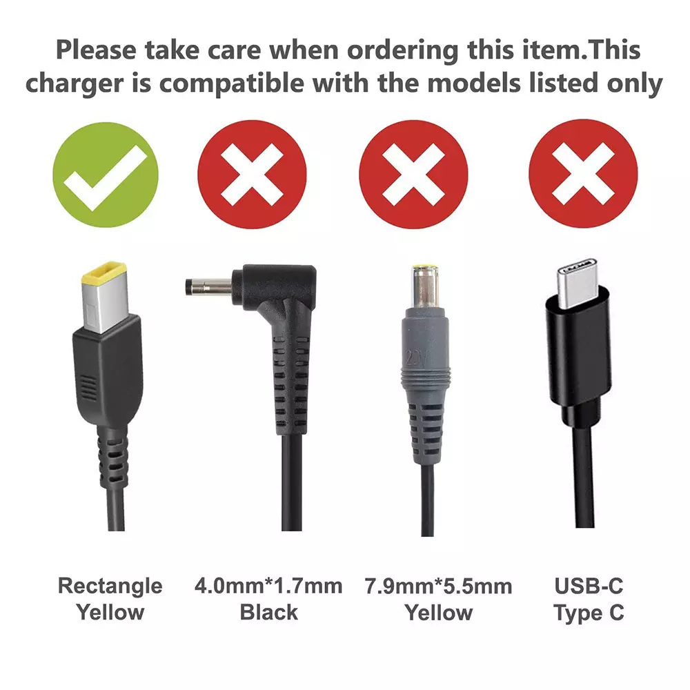 Lenovo Computer Charger Slim Tip AC Adapter 65 W 3.25 Amp, ‎PA-1650-72 (Pack of 10)