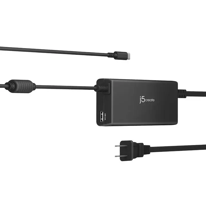 J5Create 100W Dual-Port PD Super Charger with Built-in USB-C Cable and Fast USB-A Output, JUP2290