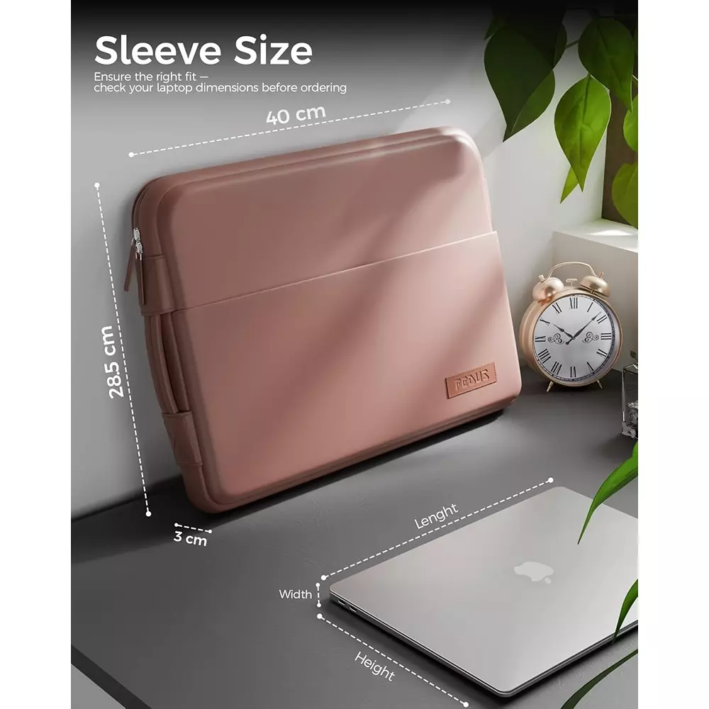 FEDUS ORO Premium Vegan Leather Laptop Sleeve 39.62 cm (15.6 inch) Shockproof with Accessory Pocket & Handle, Dusty Coral