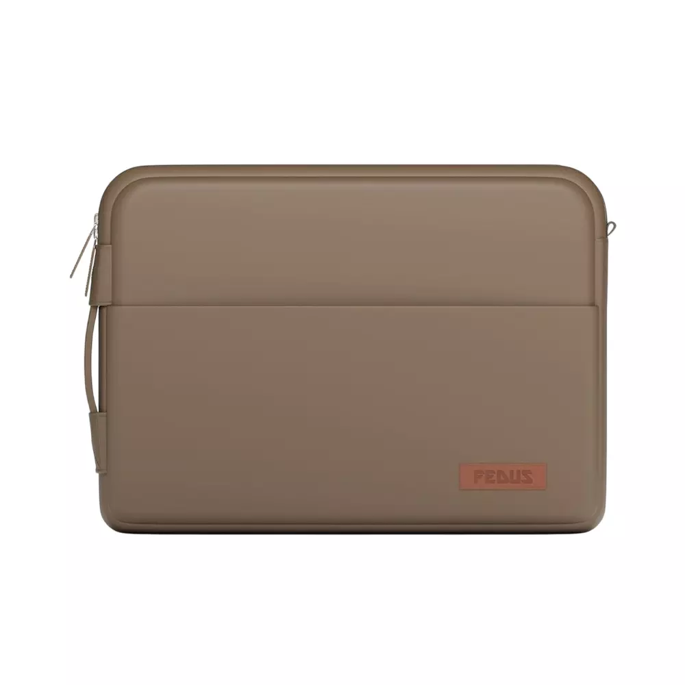 FEDUS ORO Premium Vegan Leather Laptop Sleeve 33.78 cm (13.3 inch) Shockproof with Accessory Pocket & Handle, Caramel Sand
