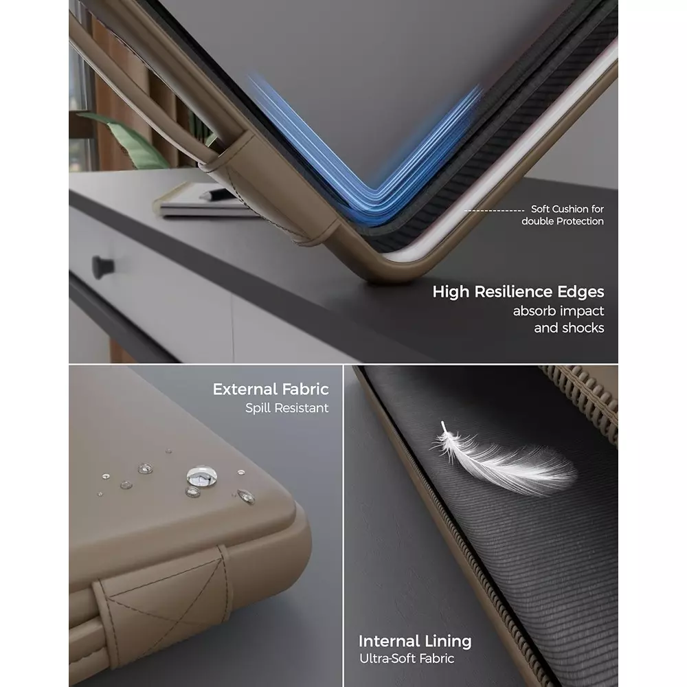 FEDUS ORO Premium Vegan Leather Laptop Sleeve 33.78 cm (13.3 inch) Shockproof with Accessory Pocket & Handle, Caramel Sand