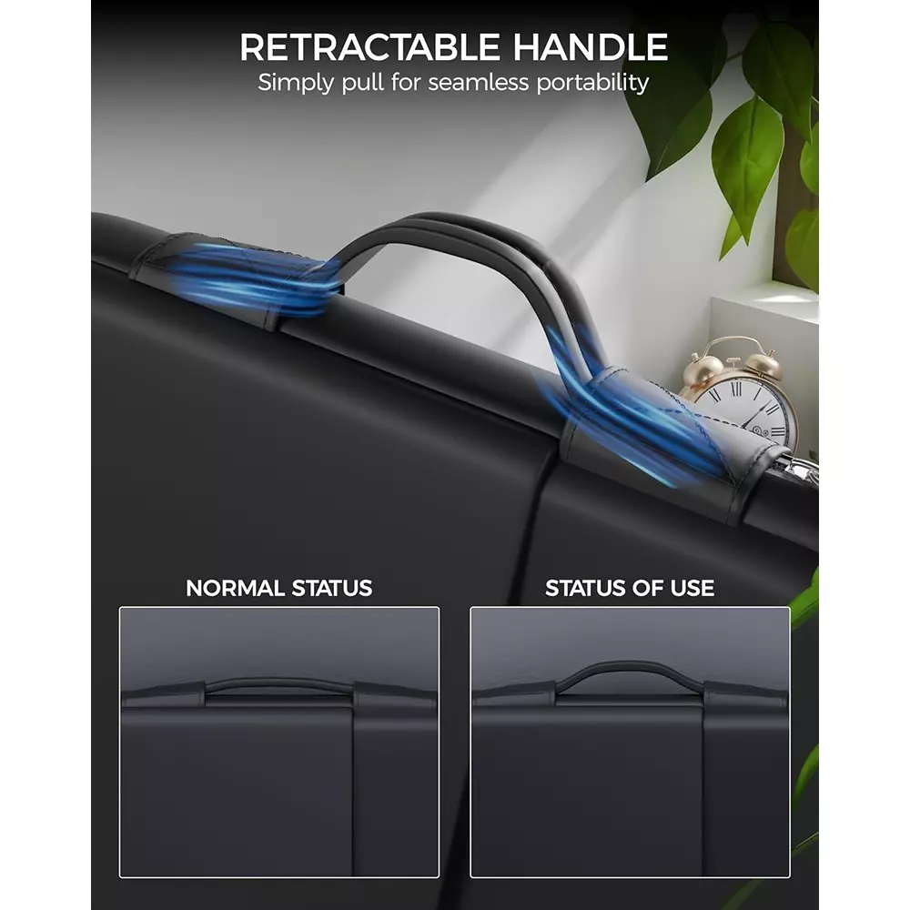 FEDUS ORO Premium Vegan Leather Laptop Sleeve 39.62 cm (15.6 inch) Shockproof with Accessory Pocket & Handle, Onyx Black