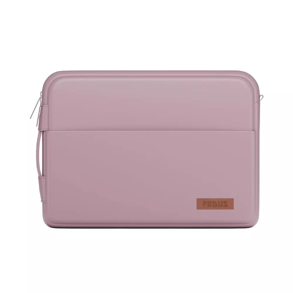 FEDUS ORO Premium Vegan Leather Laptop Sleeve 39.62 cm (15.6 inch) Shockproof with Accessory Pocket & Handle, Powder Pink