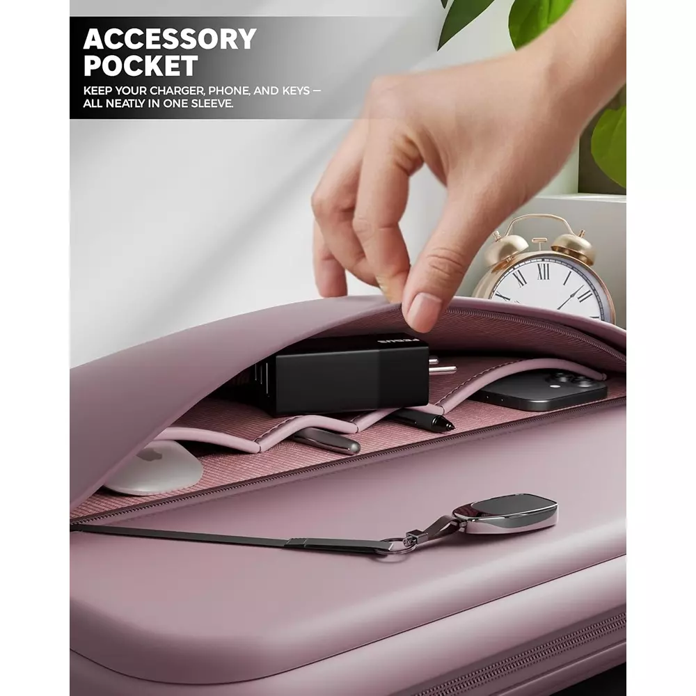 FEDUS ORO Premium Vegan Leather Laptop Sleeve 39.62 cm (15.6 inch) Shockproof with Accessory Pocket & Handle, Powder Pink
