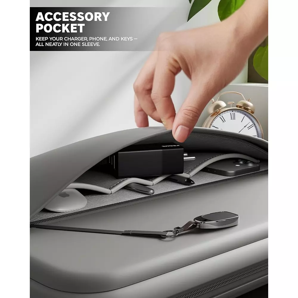 FEDUS ORO Premium Vegan Leather Laptop Sleeve 39.62 cm (15.6 inch) Shockproof with Accessory Pocket & Handle, Cloud Grey