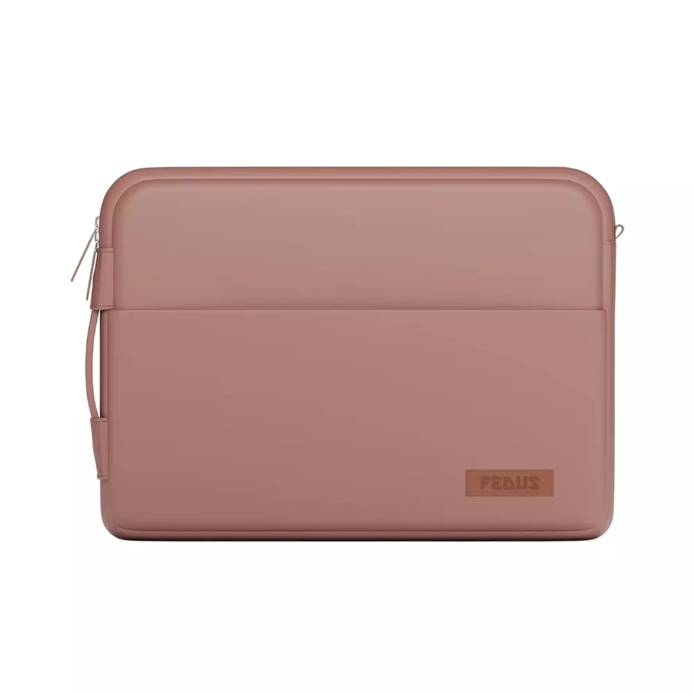 FEDUS ORO Premium Vegan Leather Laptop Sleeve 35.56 cm (14 inch) Shockproof with Accessory Pocket & Handle, Dusty Coral