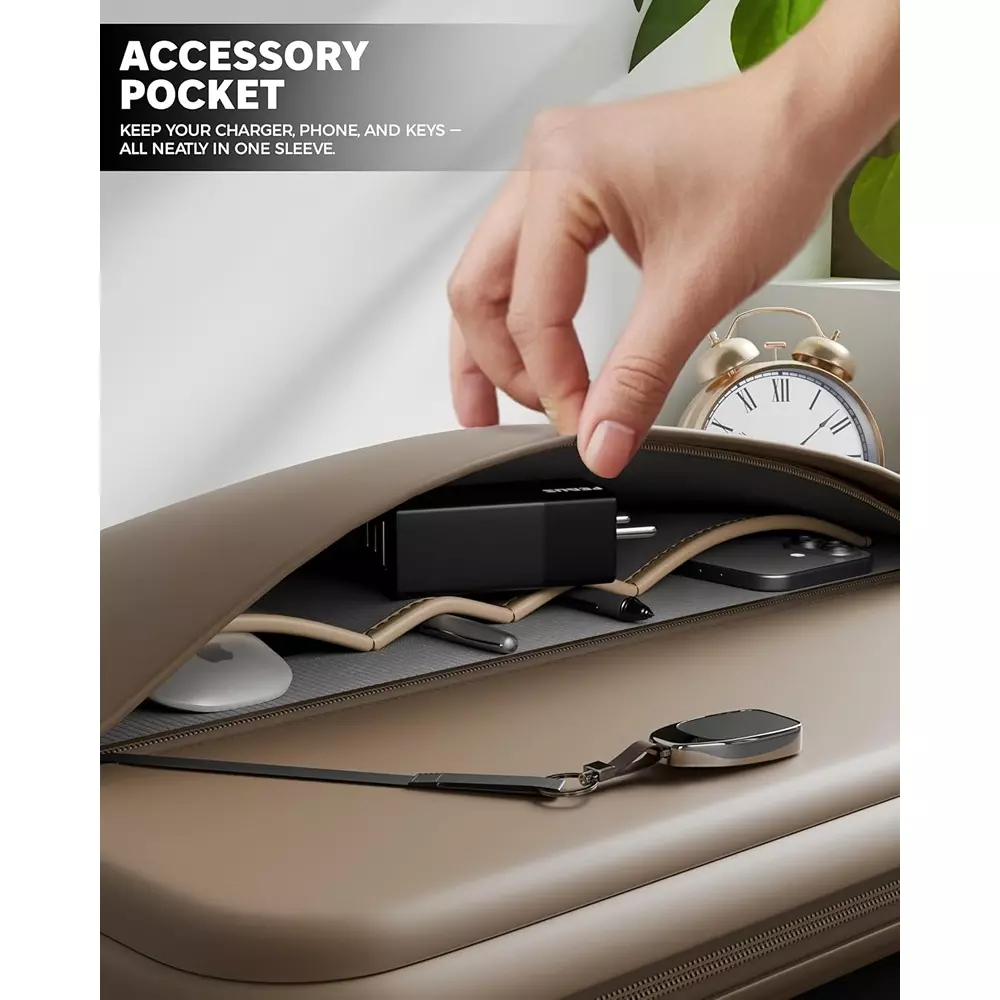 FEDUS ORO Premium Vegan Leather Laptop Sleeve 35.56 cm (14 inch) Shockproof with Accessory Pocket & Handle, Caramel Sand