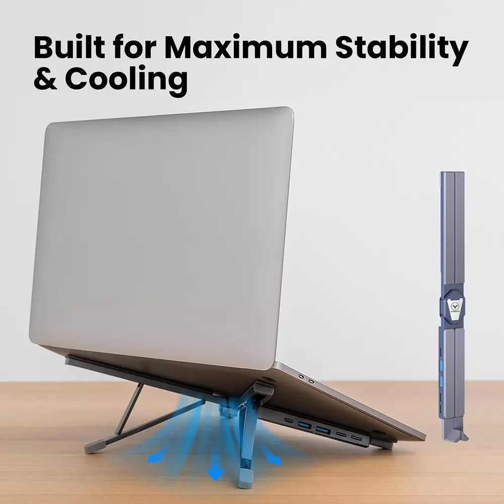 Techmaven Laptop Stand with 5 Port USB Hub ‎Aluminium & Silicone Grey, TS-MT-XY1