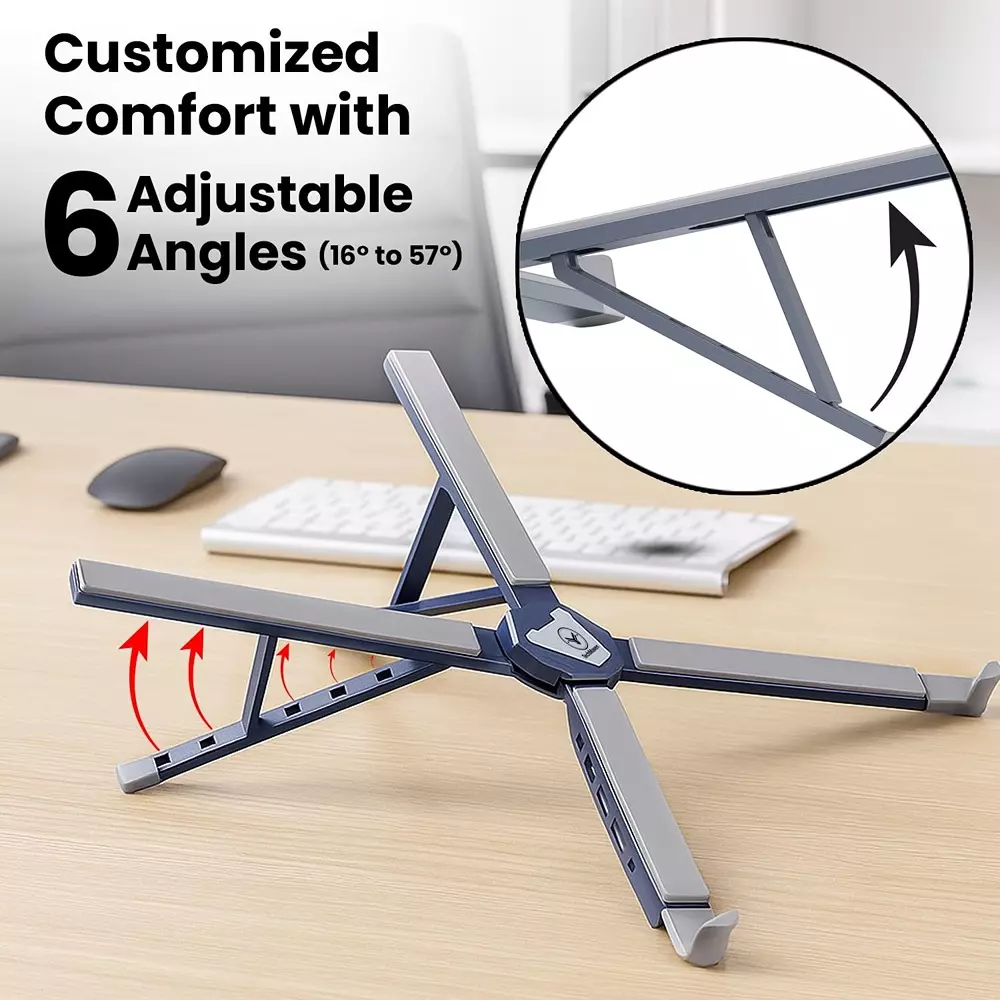 Techmaven Laptop Stand with 5 Port USB Hub ‎Aluminium & Silicone Grey, TS-MT-XY1