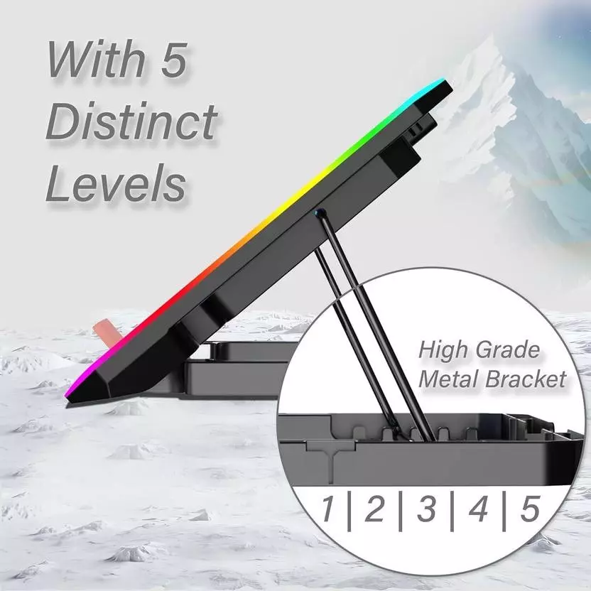 GEONIX Ergonomic Cooling Pad Black with Adjustable Height&nbsp;12 Quiet Fans 406.4 mm (16 inch), GXCLP-012F