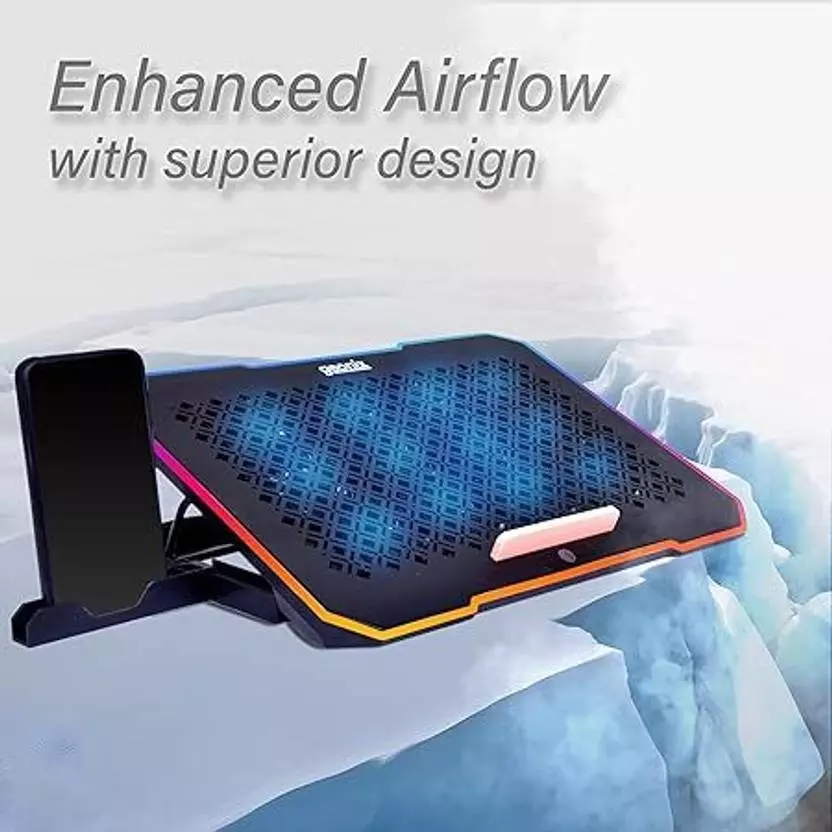 GEONIX Ergo 3 Gaming Laptop Cooling Stand Black with 10 RGB Lights 12 Quiet Fans for 15.6–18 inch (396.24 to 457.2 mm) Laptops