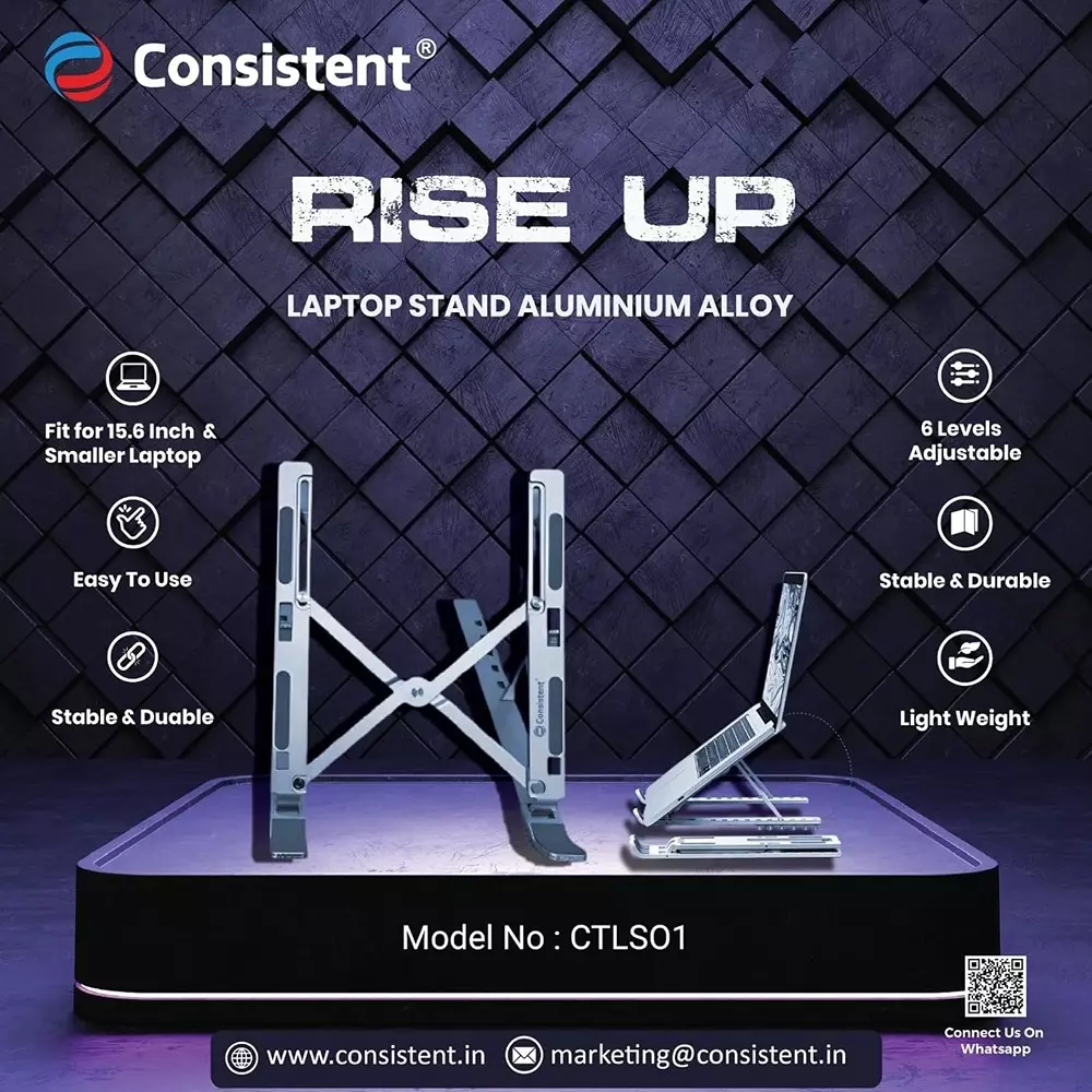 Consistent Laptop Stand Adjustable Portable Computer Riser Sliver