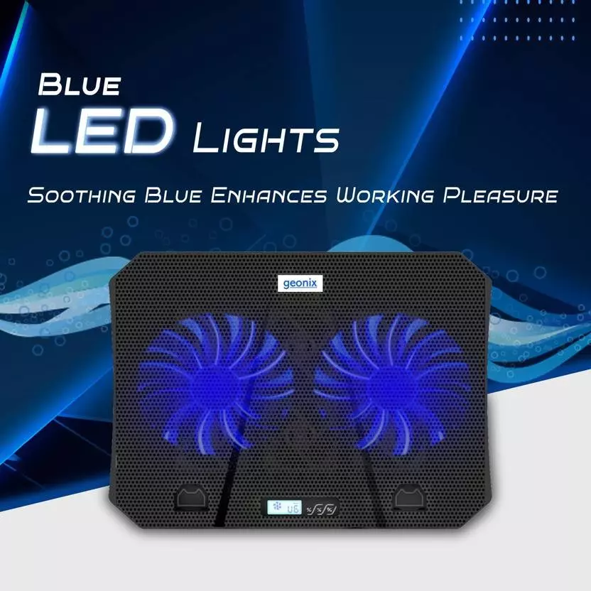 GEONIX Ergonomic Cooling Pad Black 2 Fan with Adjustable Height 396.24 mm (15.6 inch), GXLCP-036 2