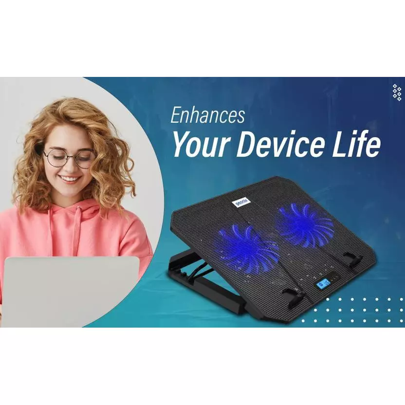 GEONIX Ergonomic Cooling Pad Black 2 Fan with Adjustable Height 396.24 mm (15.6 inch), GXLCP-036 2