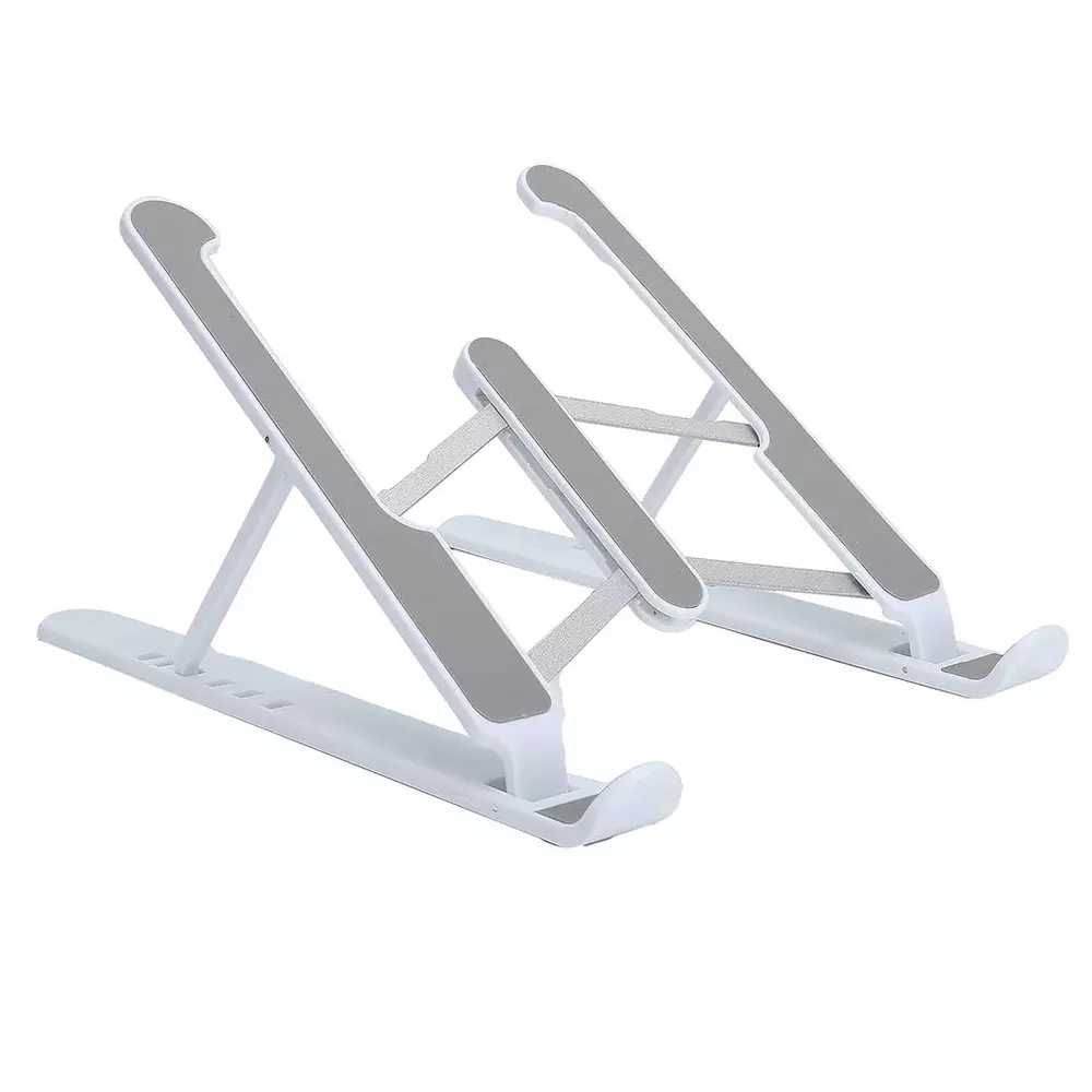 DeoDap Tablet Stand Adjustable High Quality Fibre White & Grey with Built-in Foldable Legs, 7240