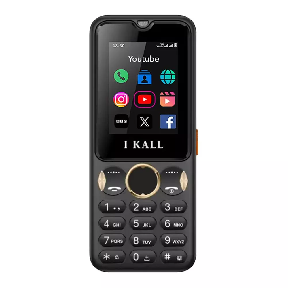 I Kall I8 4G Dual Sim Keypad Phone Black (2.4 Inch) 60.96 mm Screen Size 2500 mAh Battery Capacity