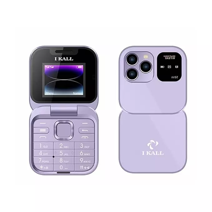 Ikall Flip Keypad Mobile Phone 1.8 inch (45.72 mm) Display, 2000 mAh Battery, 2G GSM, FM Radio, MP3 Player, IK-A5-PARPL