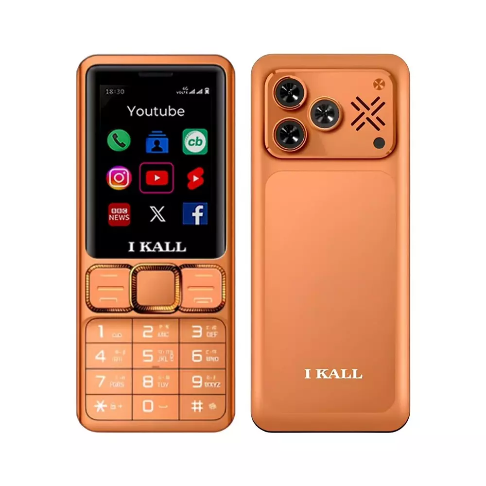 I Kall I7-4G Keypad Mobile Phone ASR 3601 48 MB RAM Dual Sim 2500 mAh Battery 1 MP Rear Camera Orange, IKL-I7Mob-ORNG