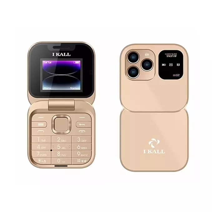 Ikall Flip Keypad Mobile Phone 1.8 inch (45.72 mm) Display, 2000 mAh Battery, 2G GSM, FM Radio, MP3 Player, IK-A5-GLD