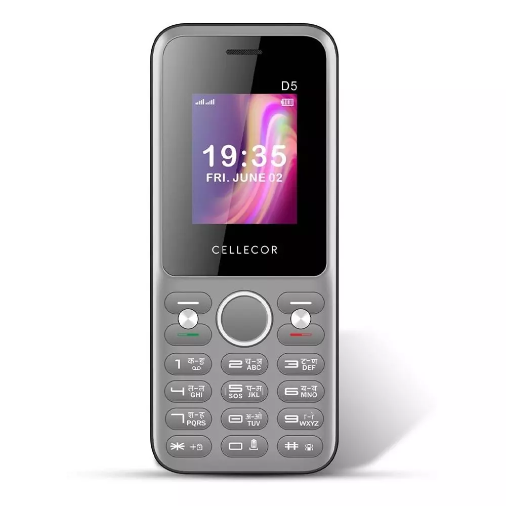 Cellecor D5 Feature Phone 2G Dual SIM 4.57 cm (1.8 inch) 2750 mAh Battery, Grey