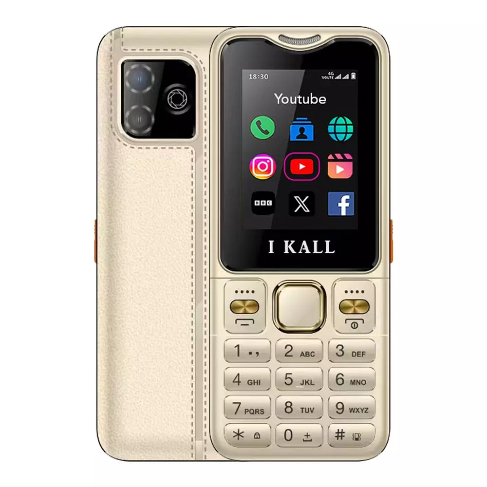 I Kall I9 4G Dual Sim Keypad Phone Golden (2.4 Inch) 60.96 mm Screen Size 2500 mAh Battery Capacity