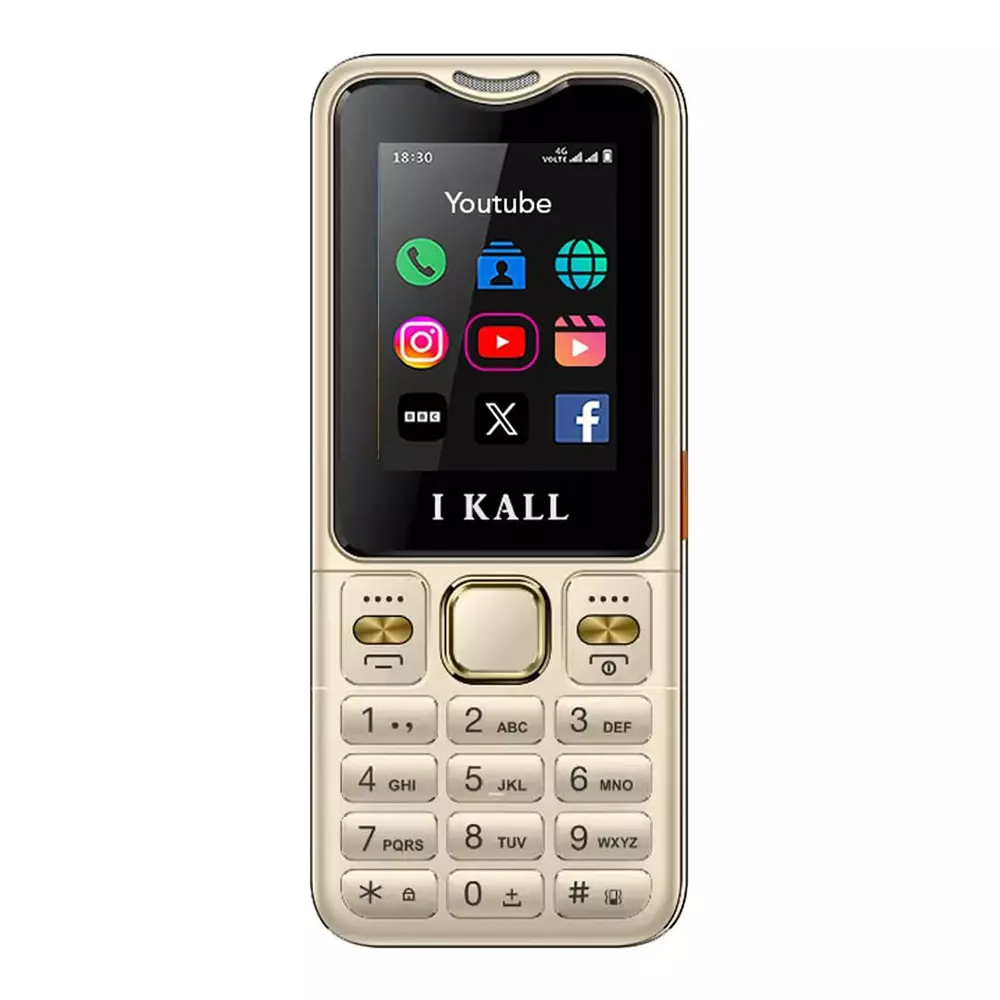 I Kall I9 4G Dual Sim Keypad Phone Golden (2.4 Inch) 60.96 mm Screen Size 2500 mAh Battery Capacity
