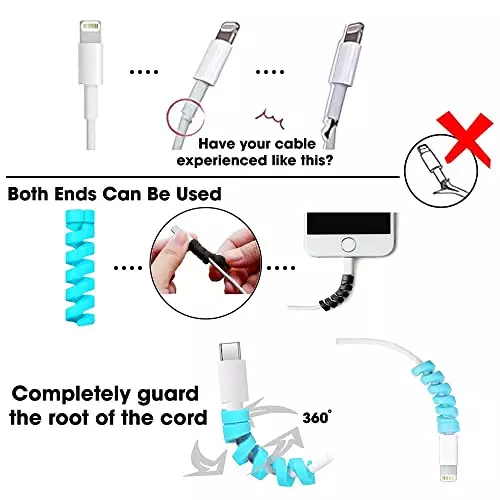 PremiumAV Spiral Charger Cable Protector for Mobile, USB, Headphones, Earphones (Set of 12)
