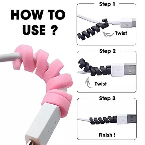 PremiumAV Spiral Charger Cable Protector for Mobile, USB, Headphones, Earphones (Set of 12)