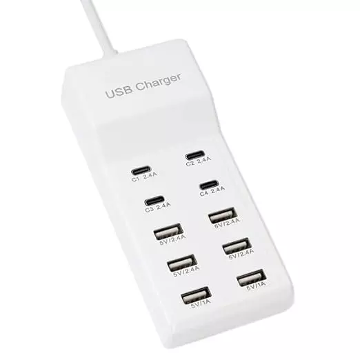 Mak World USB C Charger Block with 65 W Power Rating and 10 USB Ports in White Color, ‎GRD-TYPE C 10 PORT