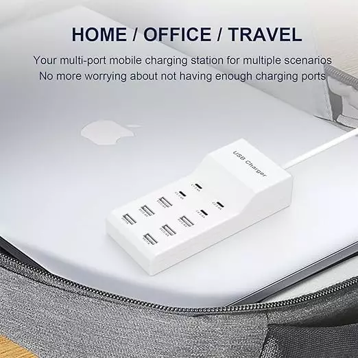 Mak World USB C Charger Block with 65 W Power Rating and 10 USB Ports in White Color, ‎GRD-TYPE C 10 PORT
