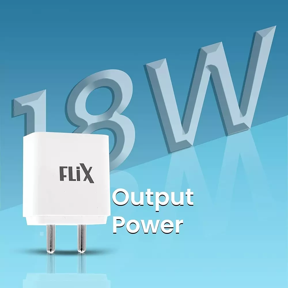 Flix QC3.0 Wall Charger 18W Type A to Type C 3 A USB Cable Type, XWC-SS118