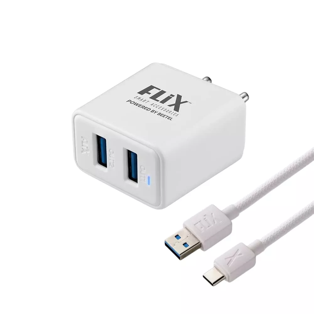 Flix Wall Charger With Cable 12 W 2.4 A Li-ion, Li-Poly 1 m Cable Length, White