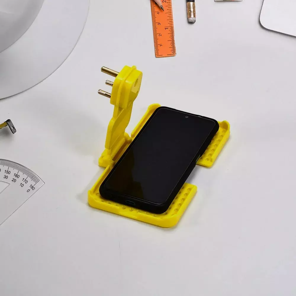 DeoDap Multi-Purpose Wall Holder Yellow ABS Plastic for Mobile Charging, 6498