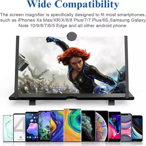 PremiumAV Phone Screen Magnifier with Holder 3D HD Video Zoom Display Expander for All Smartphones Watching Movies, Reading, Gaming
