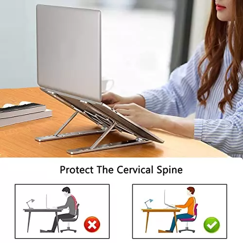 PremiumAV Foldable Aluminum Laptop Stand 6 Level Adjustable Angle Riser for MacBook, Tablets, Notebooks & 10–15.6 inch Laptops